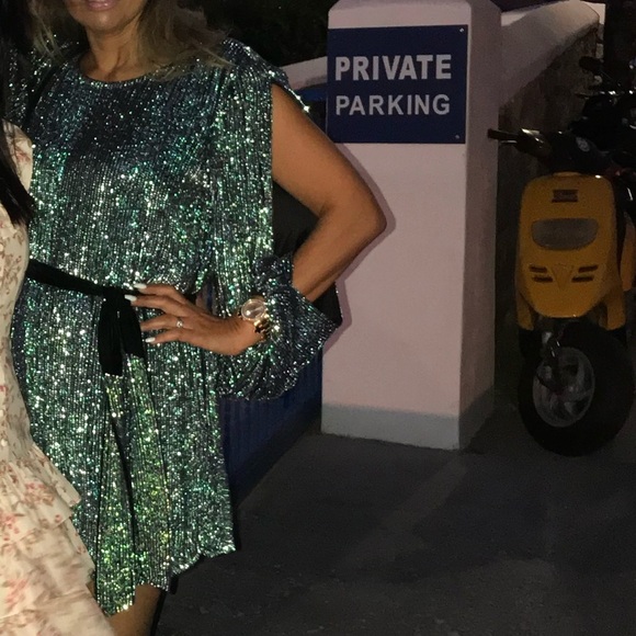 Retrofete Grace Dress – Metallic Turquoise Size S - Picture 11 of 14